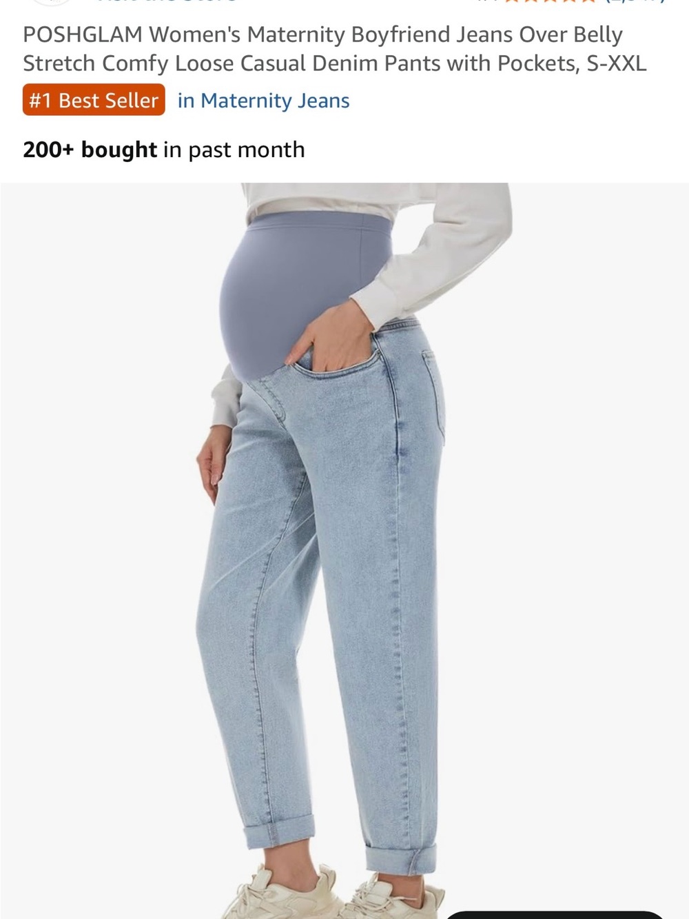 Women's Poshglam Maternity Boyfriend Jeans in Light Blue